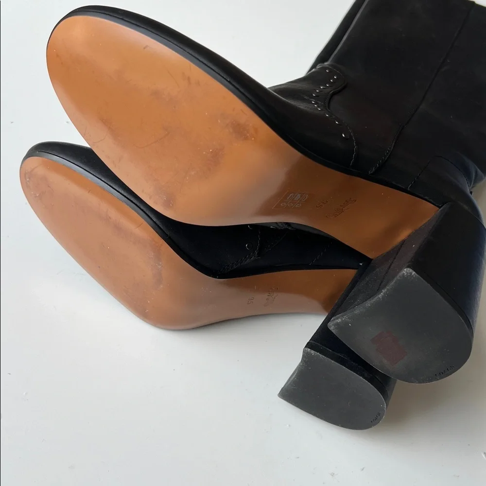 Coach Falon Black Leather Knee-High Women's Boots Chunky Heel Sz 9.5 SOOL